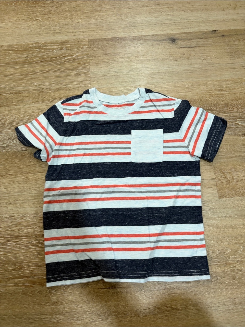 jumping beans White, Black & Orange Striped Pocket Tee